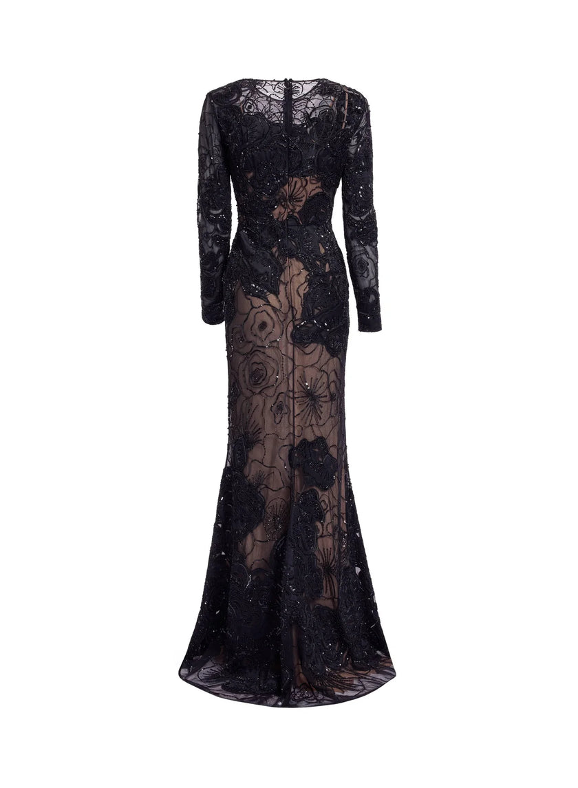 NOIR FLEUR BEADED GOWN — ALIZAY SAAD | 2026 EDITION