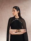 NOID – BLACK CRYSTAL EMBELLISHED CAPE DRESS
