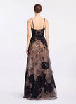 BLACK LUXURY FLORAL BEADED A-LINE GOWN